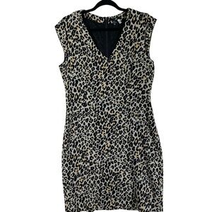 H&M Black and Tan Animal Print Mini Dress size 14
